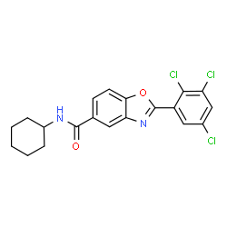 ChemSpider 2D Image | N-Cyclohexyl-2-(2,3,5-trichlorophenyl)-1,3-benzoxazole-5-carboxamide | C20H17Cl3N2O2