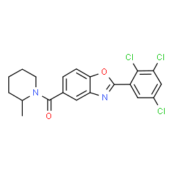 ChemSpider 2D Image | (2-Methyl-1-piperidinyl)[2-(2,3,5-trichlorophenyl)-1,3-benzoxazol-5-yl]methanone | C20H17Cl3N2O2