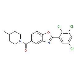ChemSpider 2D Image | (4-Methyl-1-piperidinyl)[2-(2,3,5-trichlorophenyl)-1,3-benzoxazol-5-yl]methanone | C20H17Cl3N2O2