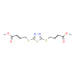 ChemSpider 2D Image | Dimethyl 4,4'-(1,3,4-thiadiazole-2,5-diyldisulfanediyl)bis(2-butenoate) | C12H14N2O4S3