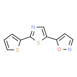 ChemSpider 2D Image | 5-[2-(2-Thienyl)-1,3-thiazol-5-yl]-1,2-oxazole | C10H6N2OS2