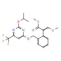 ChemSpider 2D Image | Methyl (2E)-2-[2-({[2-isopropoxy-6-(trifluoromethyl)-4-pyrimidinyl]oxy}methyl)phenyl]-3-methoxyacrylate | C20H21F3N2O5