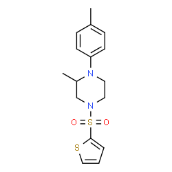 ChemSpider 2D Image | 2-Methyl-1-(4-methylphenyl)-4-(2-thienylsulfonyl)piperazine | C16H20N2O2S2
