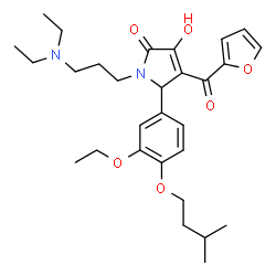 ChemSpider 2D Image | 1-[3-(Diethylamino)propyl]-5-[3-ethoxy-4-(3-methylbutoxy)phenyl]-4-(2-furoyl)-3-hydroxy-1,5-dihydro-2H-pyrrol-2-one | C29H40N2O6