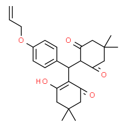 ChemSpider 2D Image | 2-{[4-(Allyloxy)phenyl](2-hydroxy-4,4-dimethyl-6-oxo-1-cyclohexen-1-yl)methyl}-5,5-dimethyl-1,3-cyclohexanedione | C26H32O5