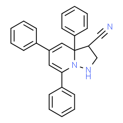 ChemSpider 2D Image | 3a,5,7-Triphenyl-1,2,3,3a-tetrahydropyrazolo[1,5-a]pyridine-3-carbonitrile | C26H21N3