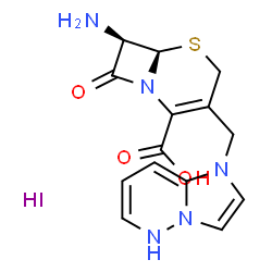 ChemSpider 2D Image | (6R,7R)-7-Amino-3-(imidazo[1,2-b]pyridazin-1(5H)-ylmethyl)-8-oxo-5-thia-1-azabicyclo[4.2.0]oct-2-ene-2-carboxylic acid hydroiodide (1:1) | C14H16IN5O3S