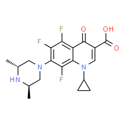 ChemSpider 2D Image | 1-Cyclopropyl-7-[(3R,5R)-3,5-dimethyl-1-piperazinyl]-5,6,8-trifluoro-4-oxo-1,4-dihydro-3-quinolinecarboxylic acid | C19H20F3N3O3