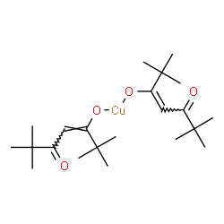 ChemSpider 2D Image | Copper(2+) bis[(3E)-2,2,6,6-tetramethyl-5-oxo-3-hepten-3-olate] | C22H38CuO4