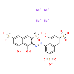 ChemSpider 2D Image | Tetrasodium 4,5-dihydroxy-3-[(E)-(8-hydroxy-3,6-disulfonato-1-naphthyl)diazenyl]-2,7-naphthalenedisulfonate | C20H10N2Na4O15S4