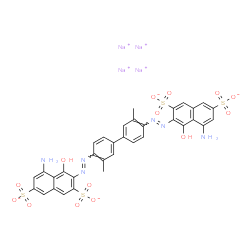 ChemSpider 2D Image | Tetrasodium 3,3'-[(3,3'-dimethyl-4,4'-biphenyldiyl)di(E)-2,1-diazenediyl]bis(5-amino-4-hydroxy-2,7-naphthalenedisulfonate) | C34H24N6Na4O14S4