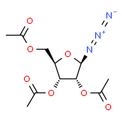 ChemSpider 2D Image | (2R,3R,4R,5R)-2-(Acetoxymethyl)-5-azidotetrahydrofuran-3,4-diyl diacetate | C11H15N3O7