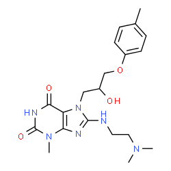 ChemSpider 2D Image | 8-{[2-(Dimethylamino)ethyl]amino}-7-[2-hydroxy-3-(4-methylphenoxy)propyl]-3-methyl-3,7-dihydro-1H-purine-2,6-dione | C20H28N6O4