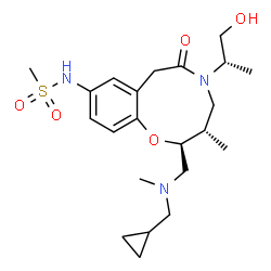 ChemSpider 2D Image | N-[(2S,3S)-2-[[cyclopropylmethyl(methyl)amino]methyl]-5-[(2S)-1-hydroxypropan-2-yl]-3-methyl-6-oxo-2,3,4,7-tetrahydro-1,5-benzoxazonin-9-yl]methanesulfonamide | C22H35N3O5S