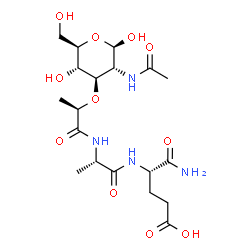 ChemSpider 2D Image | (4S)-4-{[(2S)-2-{[(2R)-2-{[(2R,3R,4R,5S,6R)-3-Acetamido-2,5-dihydroxy-6-(hydroxymethyl)tetrahydro-2H-pyran-4-yl]oxy}propanoyl]amino}propanoyl]amino}-5-amino-5-oxopentanoic acid | C19H32N4O11