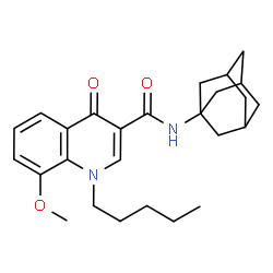 ChemSpider 2D Image | N-(Adamantan-1-yl)-8-methoxy-4-oxo-1-pentyl-1,4-dihydro-3-quinolinecarboxamide | C26H34N2O3