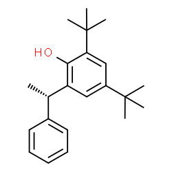 ChemSpider 2D Image | 2,4-Bis(2-methyl-2-propanyl)-6-[(1S)-1-phenylethyl]phenol | C22H30O