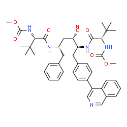 ChemSpider 2D Image | Methyl [(5S,8S,10S,11S,14S)-8-benzyl-10-hydroxy-11-[4-(4-isoquinolinyl)benzyl]-15,15-dimethyl-5-(2-methyl-2-propanyl)-3,6,13-trioxo-2-oxa-4,7,12-triazahexadecan-14-yl]carbamate | C43H55N5O7