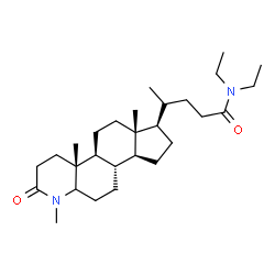 ChemSpider 2D Image | (4R)-N,N-Diethyl-4-[(4aR,4bS,6aR,7R,9aS,9bS)-1,4a,6a-trimethyl-2-oxohexadecahydro-1H-indeno[5,4-f]quinolin-7-yl]pentanamide | C28H48N2O2