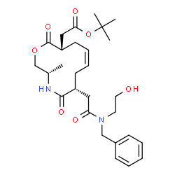 ChemSpider 2D Image | 2-Methyl-2-propanyl [(3S,6R,8Z,11S)-6-{2-[benzyl(2-hydroxyethyl)amino]-2-oxoethyl}-3-methyl-5,12-dioxo-1-oxa-4-azacyclododec-8-en-11-yl]acetate | C28H40N2O7