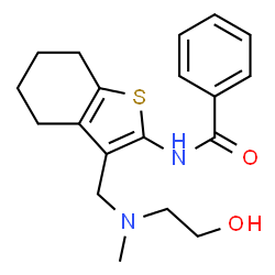 ChemSpider 2D Image | N-(3-{[(2-Hydroxyethyl)(methyl)amino]methyl}-4,5,6,7-tetrahydro-1-benzothiophen-2-yl)benzamide | C19H24N2O2S