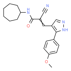ChemSpider 2D Image | 2-Cyano-N-cycloheptyl-3-[5-(4-methoxyphenyl)-1H-pyrazol-4-yl]acrylamide | C21H24N4O2