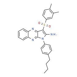 ChemSpider 2D Image | 1-(4-Butylphenyl)-3-[(3,4-dimethylphenyl)sulfonyl]-1H-pyrrolo[2,3-b]quinoxalin-2-amine | C28H28N4O2S