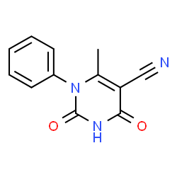 ChemSpider 2D Image | 6-Methyl-2,4-dioxo-1-phenyl-1,2,3,4-tetrahydro-5-pyrimidinecarbonitrile | C12H9N3O2