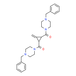 ChemSpider 2D Image | (3-Methylene-1,2-cyclopropanediyl)bis[(4-benzyl-1-piperazinyl)methanone] | C28H34N4O2