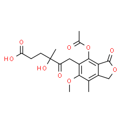 ChemSpider 2D Image | 6-(4-Acetoxy-6-methoxy-7-methyl-3-oxo-1,3-dihydro-2-benzofuran-5-yl)-4-hydroxy-4-methyl-5-oxohexanoic acid | C19H22O9