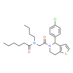 ChemSpider 2D Image | N-Butyl-N-{2-[4-(4-chlorophenyl)-6,7-dihydrothieno[3,2-c]pyridin-5(4H)-yl]-2-oxoethyl}hexanamide | C25H33ClN2O2S