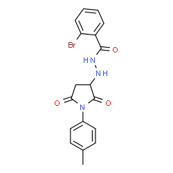 ChemSpider 2D Image | 2-Bromo-N'-[1-(4-methylphenyl)-2,5-dioxo-3-pyrrolidinyl]benzohydrazide | C18H16BrN3O3