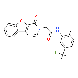 ChemSpider 2D Image | N-[2-Chloro-5-(trifluoromethyl)phenyl]-2-(4-oxo[1]benzofuro[3,2-d]pyrimidin-3(4H)-yl)acetamide | C19H11ClF3N3O3