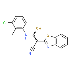ChemSpider 2D Image | (2Z)-2-(1,3-Benzothiazol-2-yl)-3-[(3-chloro-2-methylphenyl)amino]-3-sulfanylacrylonitrile | C17H12ClN3S2