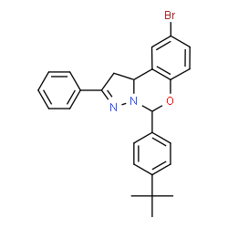 ChemSpider 2D Image | 9-bromo-5-(4-tert-butylphenyl)-2-phenyl-1,10b-dihydropyrazolo[1,5-c][1,3]benzoxazine | C26H25BrN2O