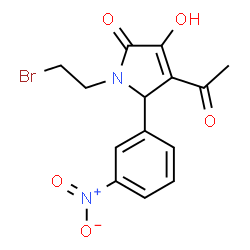 ChemSpider 2D Image | 4-Acetyl-1-(2-bromoethyl)-3-hydroxy-5-(3-nitrophenyl)-1,5-dihydro-2H-pyrrol-2-one | C14H13BrN2O5