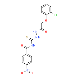 ChemSpider 2D Image | N-({2-[(2-Chlorophenoxy)acetyl]hydrazino}carbonothioyl)-4-nitrobenzamide | C16H13ClN4O5S