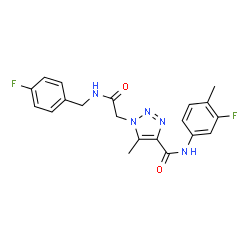 ChemSpider 2D Image | 1-{2-[(4-Fluorobenzyl)amino]-2-oxoethyl}-N-(3-fluoro-4-methylphenyl)-5-methyl-1H-1,2,3-triazole-4-carboxamide | C20H19F2N5O2