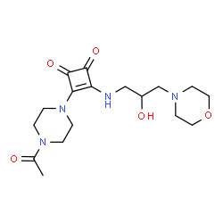 ChemSpider 2D Image | 3-(4-Acetyl-1-piperazinyl)-4-{[2-hydroxy-3-(4-morpholinyl)propyl]amino}-3-cyclobutene-1,2-dione | C17H26N4O5