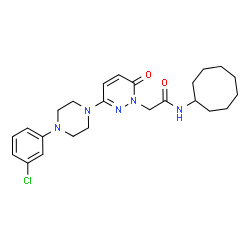 ChemSpider 2D Image | 2-{3-[4-(3-Chlorophenyl)-1-piperazinyl]-6-oxo-1(6H)-pyridazinyl}-N-cyclooctylacetamide | C24H32ClN5O2