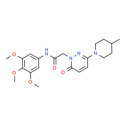 ChemSpider 2D Image | 2-[3-(4-Methyl-1-piperidinyl)-6-oxo-1(6H)-pyridazinyl]-N-(3,4,5-trimethoxyphenyl)acetamide | C21H28N4O5