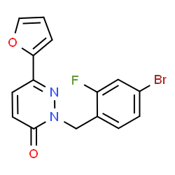 ChemSpider 2D Image | 2-(4-Bromo-2-fluorobenzyl)-6-(2-furyl)-3(2H)-pyridazinone | C15H10BrFN2O2