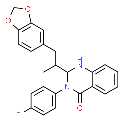 ChemSpider 2D Image | 2-[1-(1,3-Benzodioxol-5-yl)-2-propanyl]-3-(4-fluorophenyl)-2,3-dihydro-4(1H)-quinazolinone | C24H21FN2O3