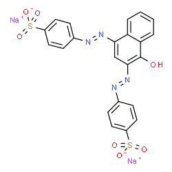 ChemSpider 2D Image | Disodium 4,4'-[(4-hydroxy-1,3-naphthalenediyl)di(E)-2,1-diazenediyl]dibenzenesulfonate | C22H14N4Na2O7S2