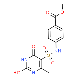 ChemSpider 2D Image | Methyl 4-{[(6-methyl-2,4-dioxo-1,2,3,4-tetrahydro-5-pyrimidinyl)sulfonyl]amino}benzoate | C13H13N3O6S