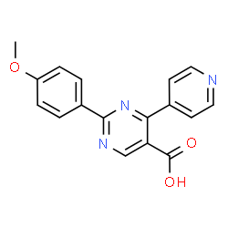 ChemSpider 2D Image | 2-(4-Methoxyphenyl)-4-(4-pyridinyl)-5-pyrimidinecarboxylic acid | C17H13N3O3
