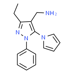 ChemSpider 2D Image | 1-[3-Ethyl-1-phenyl-5-(1H-pyrrol-1-yl)-1H-pyrazol-4-yl]methanamine | C16H18N4