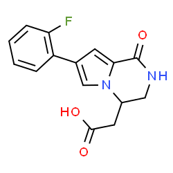 ChemSpider 2D Image | [7-(2-Fluorophenyl)-1-oxo-1,2,3,4-tetrahydropyrrolo[1,2-a]pyrazin-4-yl]acetic acid | C15H13FN2O3