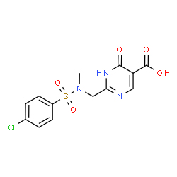 ChemSpider 2D Image | 2-({[(4-Chlorophenyl)sulfonyl](methyl)amino}methyl)-4-oxo-1,4-dihydro-5-pyrimidinecarboxylic acid | C13H12ClN3O5S