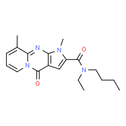 ChemSpider 2D Image | N-Butyl-N-ethyl-1,9-dimethyl-4-oxo-1,4-dihydropyrido[1,2-a]pyrrolo[2,3-d]pyrimidine-2-carboxamide | C19H24N4O2